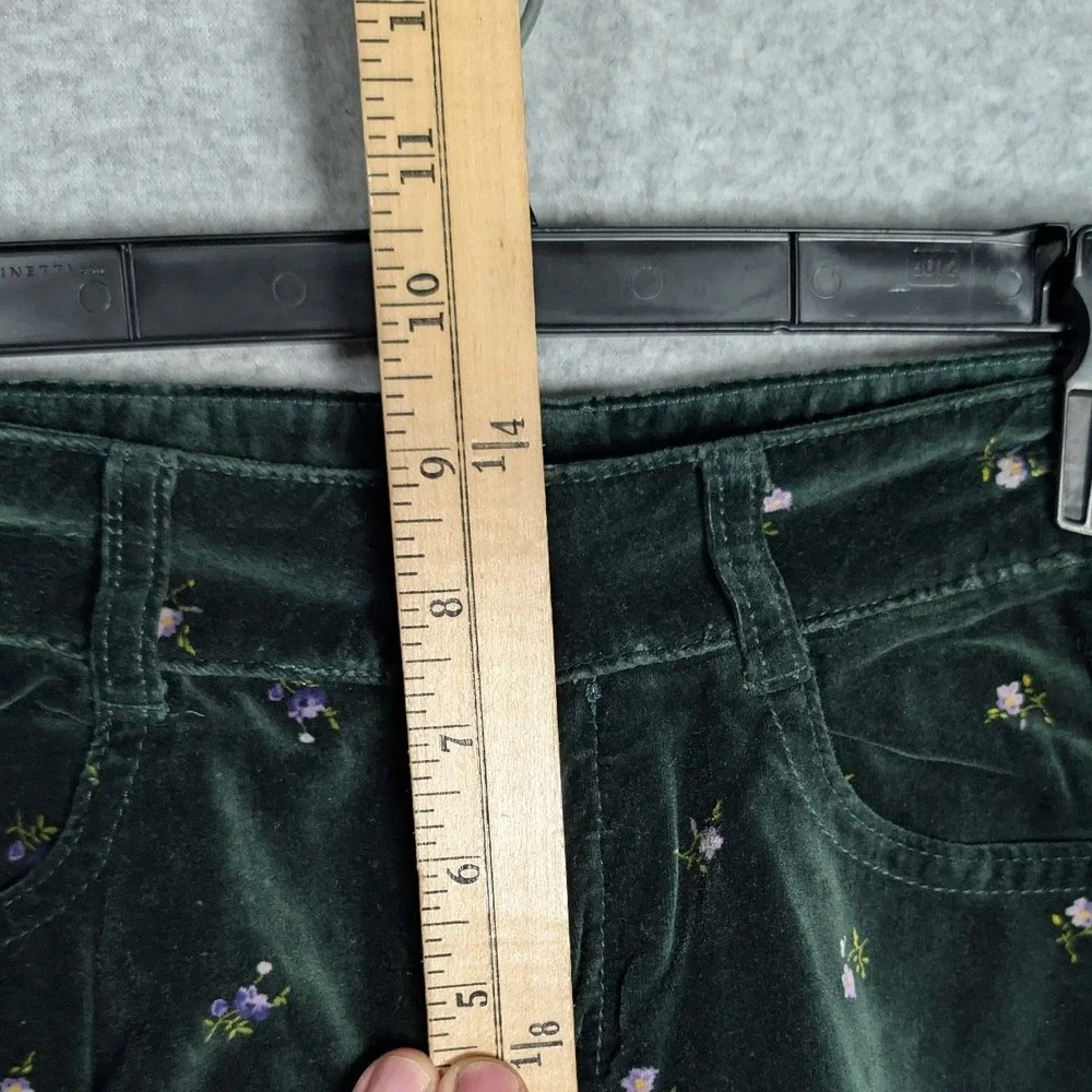 GAP‎ Velvet Pants Kids Size 7 Dark Green Ditsy Floral Straight Leg Fall Fashion